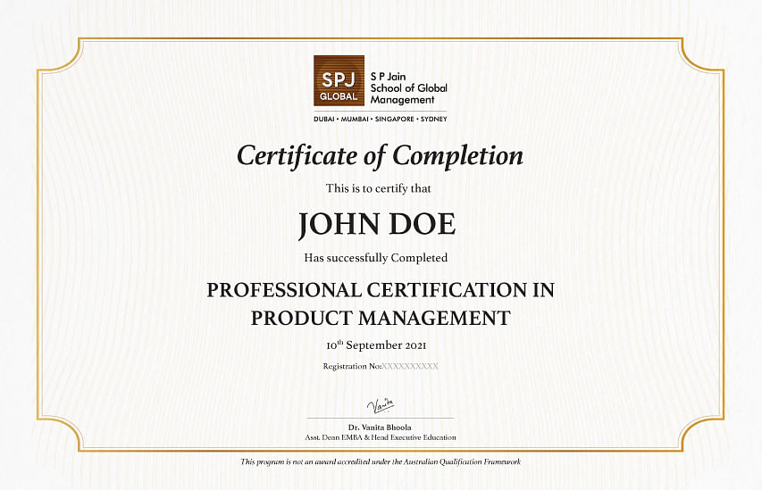 Product Management Certification Online SP Jain School